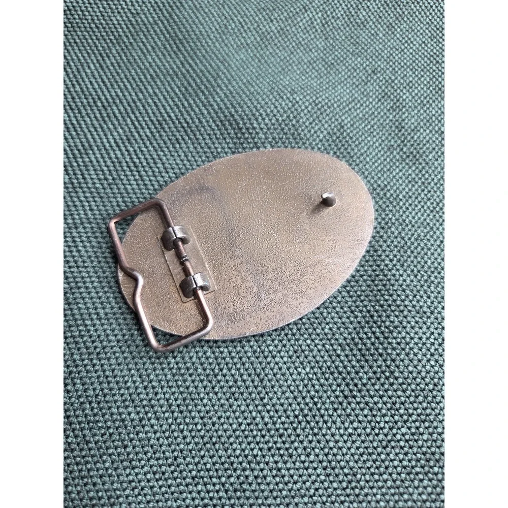 Vintage 1986 Freedom Firearms Patriotic Belt Buckle Silver-Tone Oval